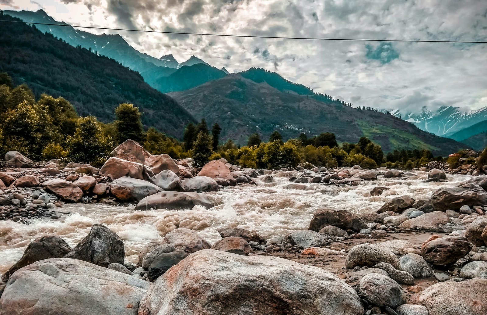 Winter scene in Kashmir with snow-covered trees